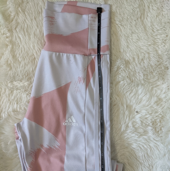 Adidas Aeroready Designed to Move Graphic High-Waist Leggings pink white small - Picture 12 of 16